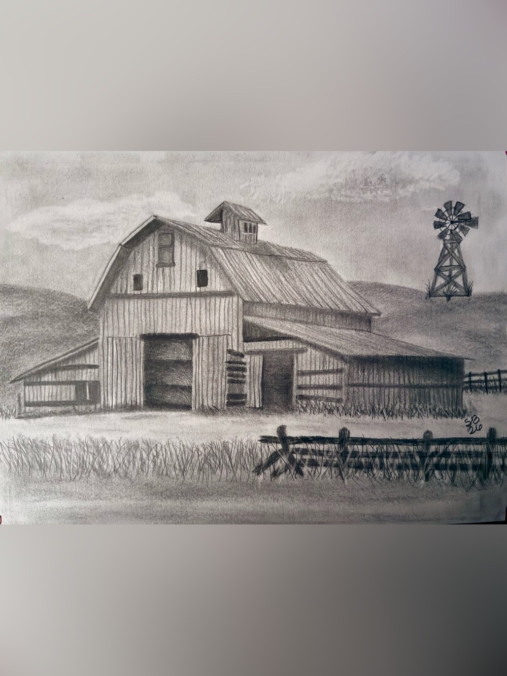 Rustic Barn Graphite Art by Sandi Bramman/Dreaming in Graphite “The Big Barn”